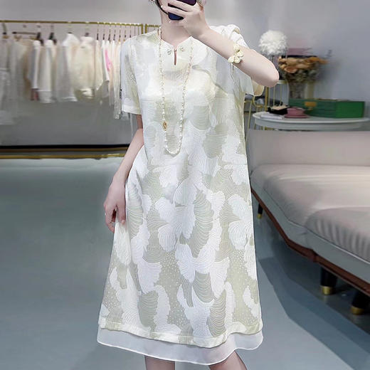 KDS-2496真丝冠乐邹连衣裙高档轻奢女装2024年夏季新款中长款裙子 商品图1