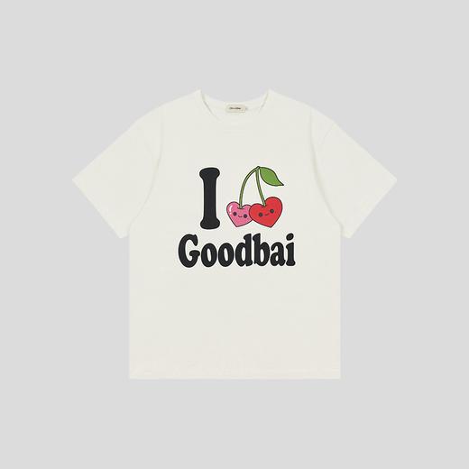 GOODBAI 樱桃表情slogan印花oversize短袖T恤 商品图1