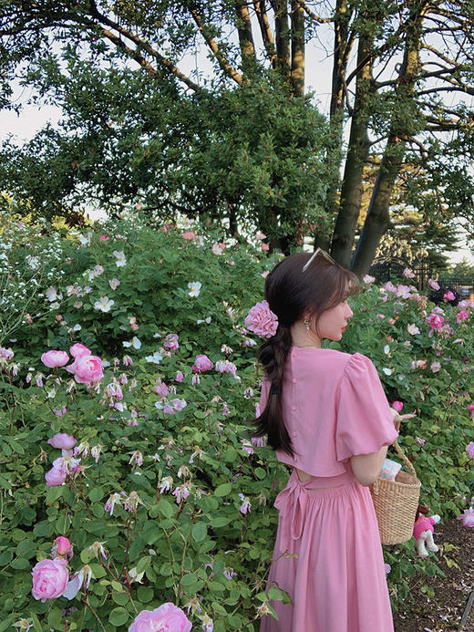 金蘑菇菇 织里玫瑰园 / 法式泡泡袖设计感连衣裙气质长裙 商品图3