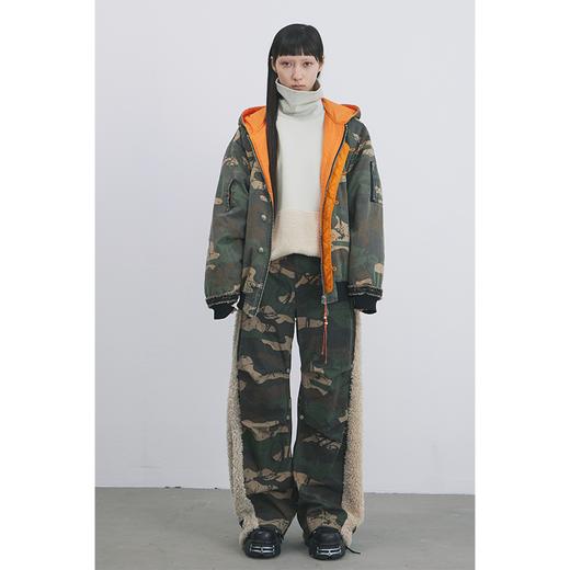 GOODBAI 916 迷彩撞色连帽加厚花边口袋外套 商品图0