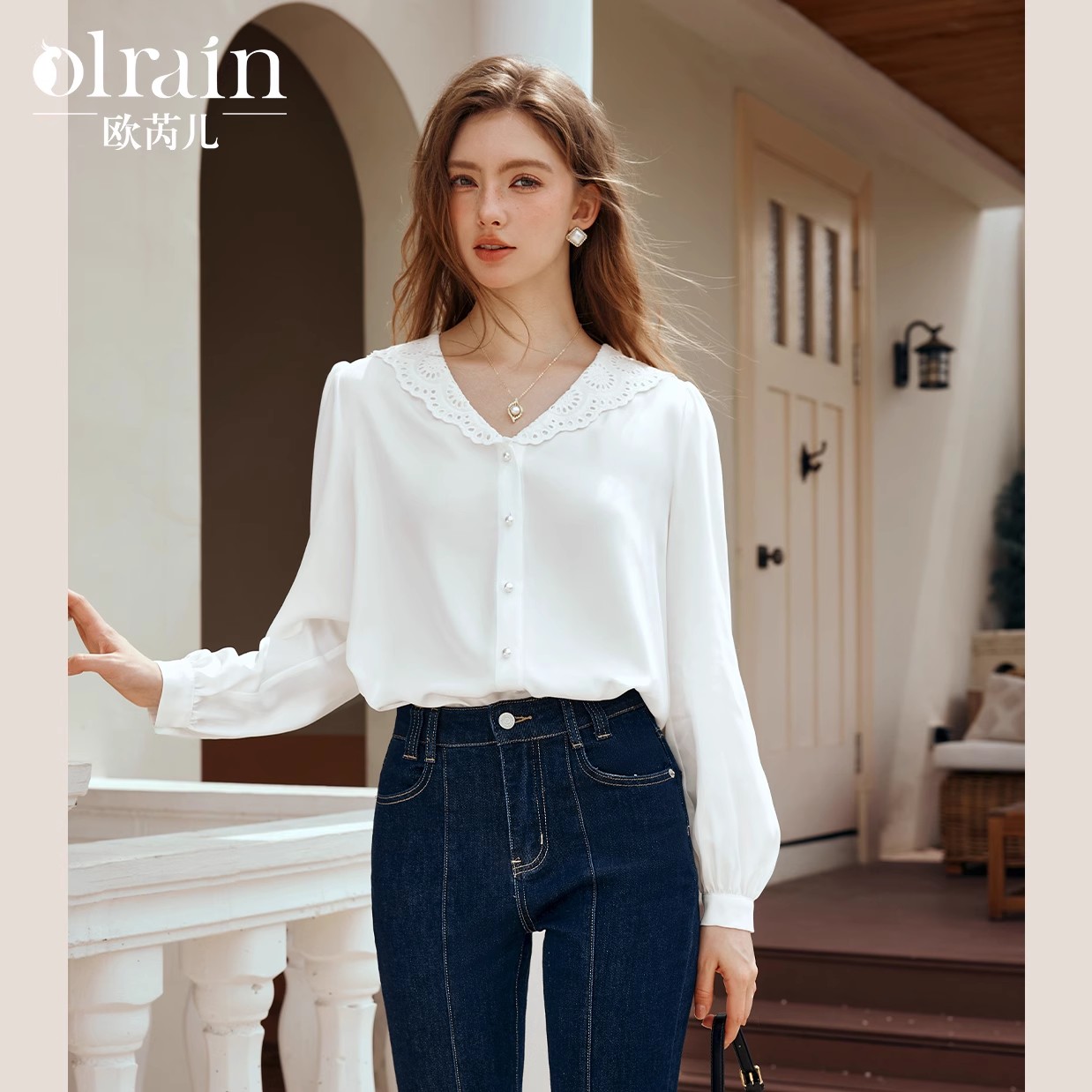 
OLrain欧芮儿法式长袖衬衫女秋季2024新款设计感通勤气质显瘦衬衣