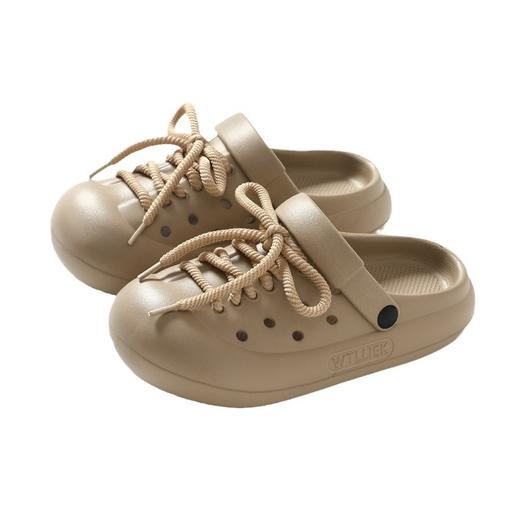 EVA洞洞鞋女夏秋季外穿防滑厚底包头透气系带休闲女式凉拖鞋现货 商品图4