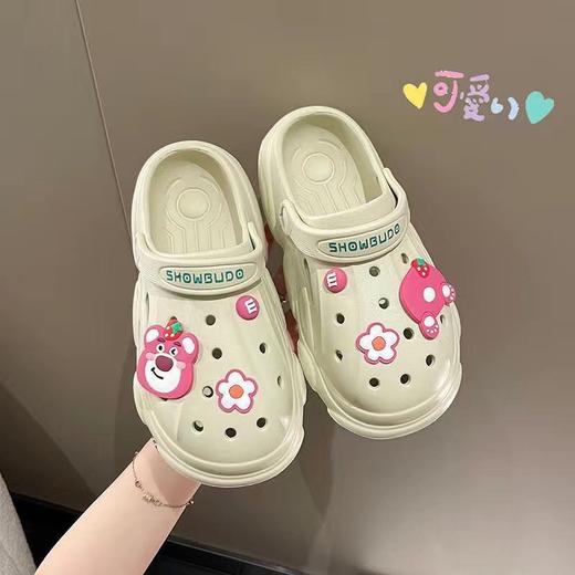 洞洞鞋女夏季卡通可爱三眼仔学生情侣百搭芝麻街防滑外穿凉拖鞋男 商品图2