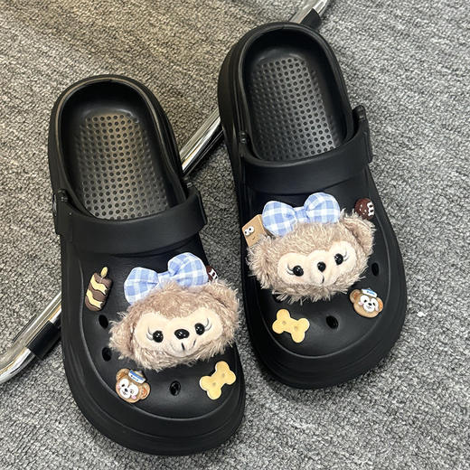 包头洞洞鞋女夏季厚底增高外穿踩屎感卡通拖鞋女士防滑可爱凉拖鞋 商品图1