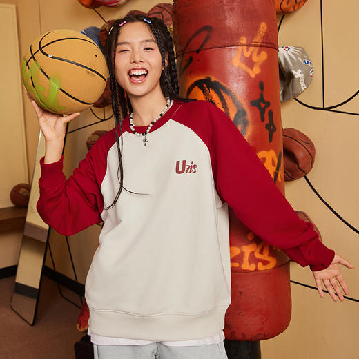 有志者UZIS美式休闲运动卫衣男秋季保暖潮流拼色篮球训练上衣言简 商品图2