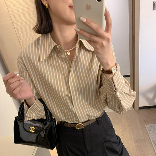 原价199之禾环保有机棉高支条纹衬衫072508 商品图6