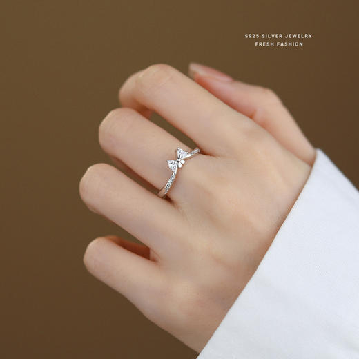 【在逃公主】S925银甜美锆石蝴蝶结戒指【YXS-K1646】 商品图2