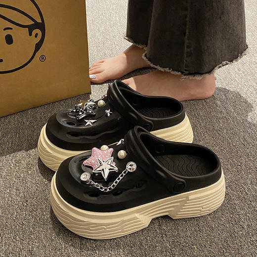 厚底包头拖鞋女夏外穿2024新款洞洞鞋两穿踩屎感防臭海边沙滩凉鞋 商品图2