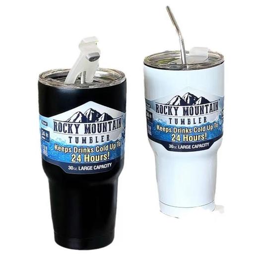 「夏日30OZ冰霸杯」304不锈钢大容量吸管水杯 带盖保冷车载咖啡杯餐饮用具 商品图4