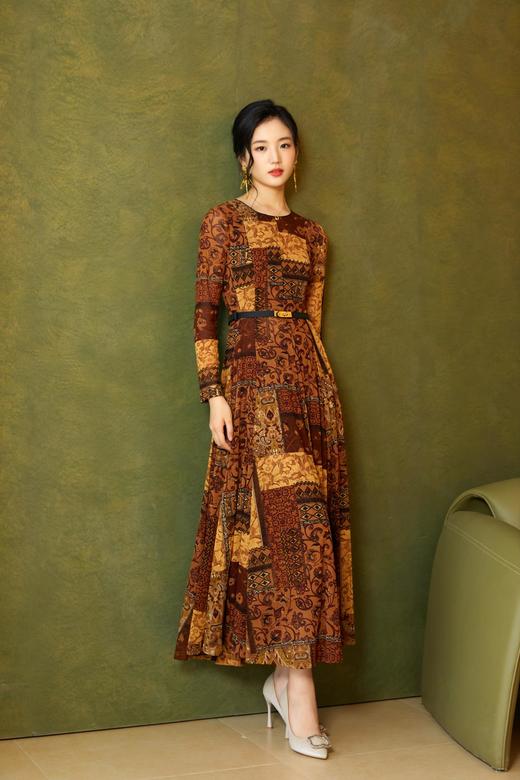 古意唯美风棠梨褐色连衣裙HJ3S55 商品图4