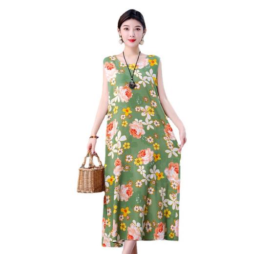 HS-769棉绸夏装连衣裙大码女装200斤宽松人造棉无袖新款裙子 商品图4