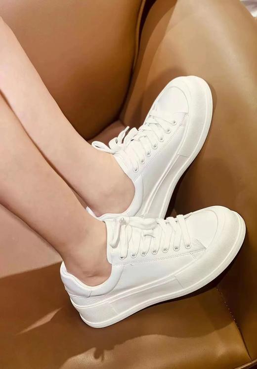 洛诗琳夏季新款进口意大利小牛皮舒适厚底牛皮小白鞋0153 商品图4