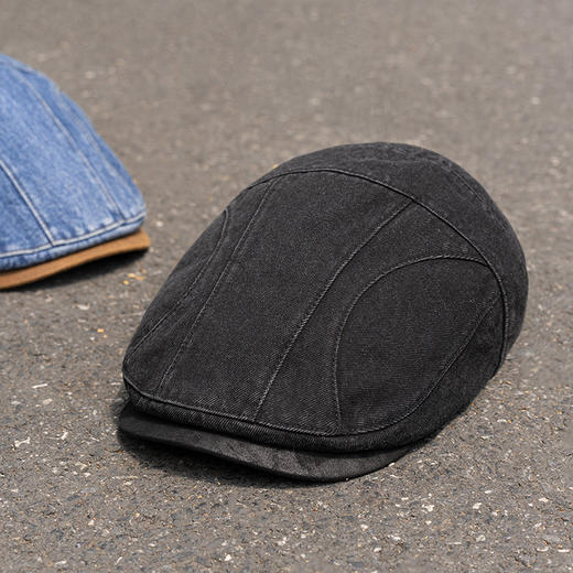 疯帽子 水洗牛仔前进帽 日系复古鸭舌帽 休闲百搭雅痞报童帽BY333 商品图3
