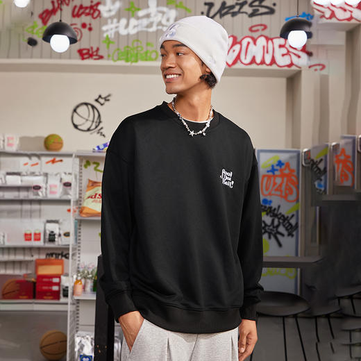 有志者UZIS 美式休闲运动卫衣男秋季篮球跑步宽松圆领套头衫[空集 商品图2