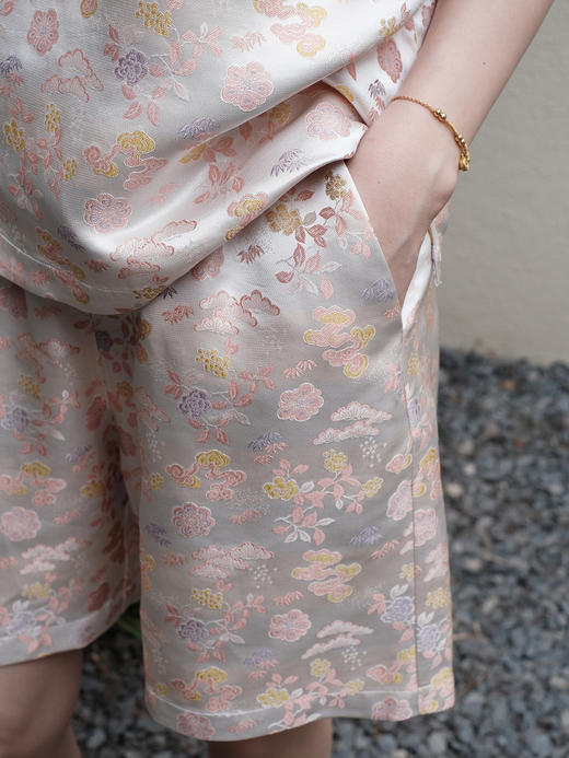 盛唐婧 |真丝宋锦朱颜粉黛上衣&短裤套装 商品图4