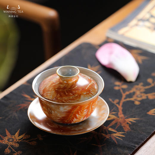 问鼎汝瓷鼎峰系列月白正德盖碗（梵红龙凤）（缺货） 商品图0