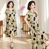HS-318yx棉绸连衣裙女夏装人造棉短袖大码印花长裙子 商品缩略图0