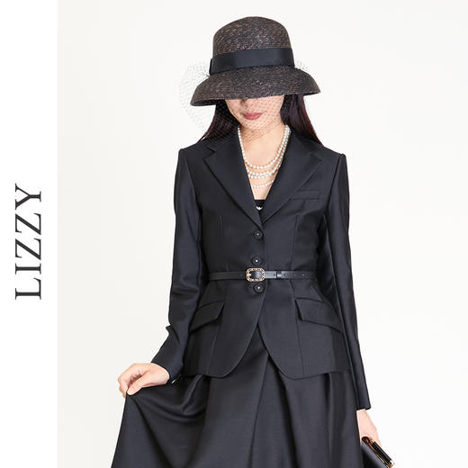 LIZZY早秋收腰优雅时尚西装外套西服上衣（配腰带）8089 商品图1