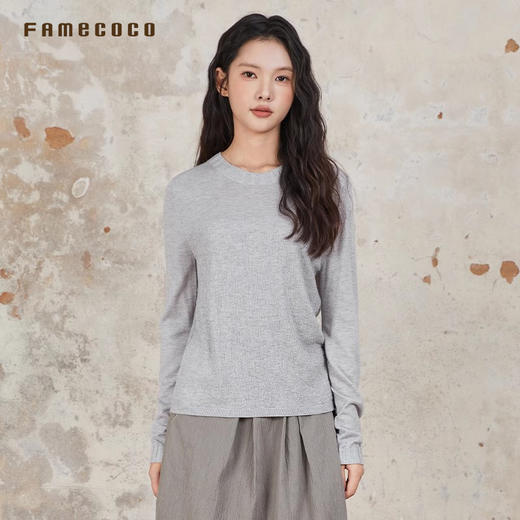 Famecoco范可儿套头毛衫含棉羊毛设计感领口长袖上衣女装秋季新品 商品图3
