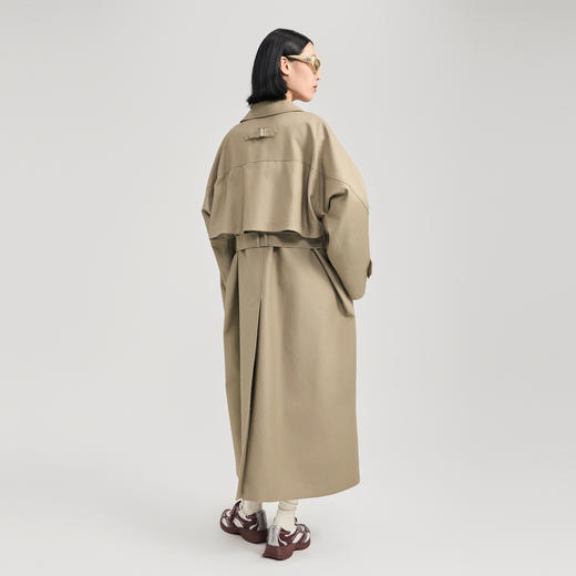 lost in echo2024秋季新款高级双排扣插肩袖卡其风衣外套长款女 商品图4