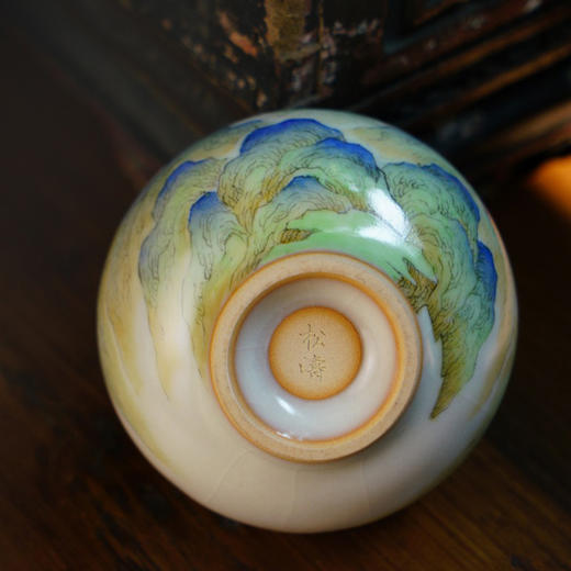 问鼎松涛彩绘哥窑沧澜杯（高洁孤傲）浮白杯（沧海鹤归）江涵杯（青绿山水）（缺货） 商品图4