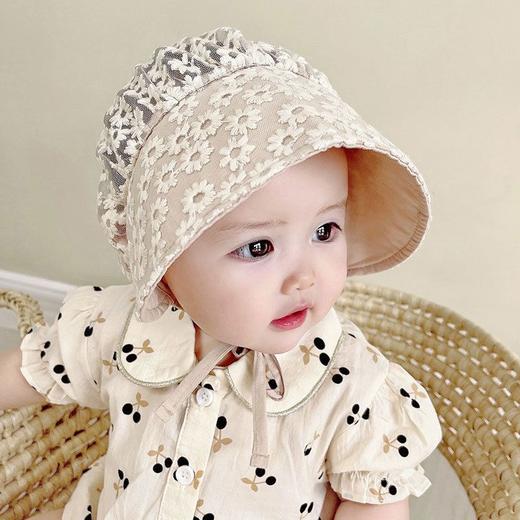 夏季婴儿蕾丝遮阳帽春秋薄款帽子女宝宝公主帽镂空儿童太阳帽夏天 商品图2