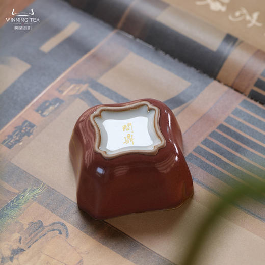 问鼎汝瓷鼎峰系列萼红四方杯（描金梅花） 商品图4