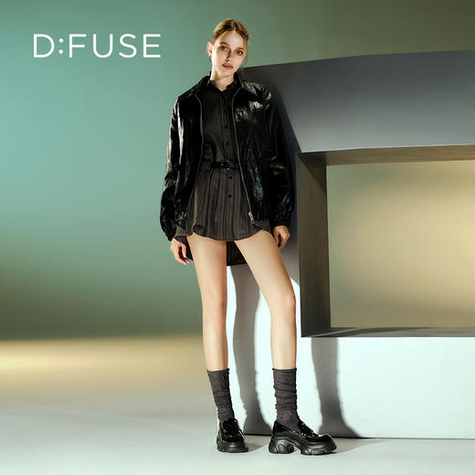 D:FUSE迪芙斯2024秋季新款漆皮轻便厚底乐福鞋DF43112366 商品图6