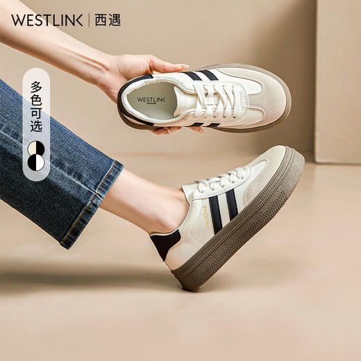 西遇厚底德训鞋女新款早春超火阿甘板鞋百搭配裙子休闲小白鞋V3347369 商品图0