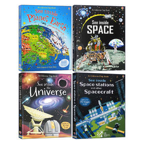 尤斯伯恩看里面系列4册 地球 太空英文原版 Usborne See inside Planet Earth 英文版儿童英语科普读物 大开本翻翻纸板书 进口书籍