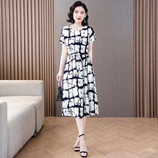 HS-01新款棉绸连衣裙夏季年轻款碎花长裙子气质外穿 商品图3