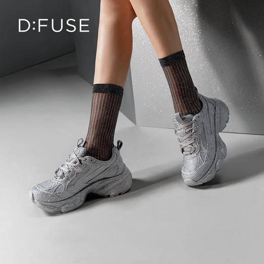 D:FUSE迪芙斯2024年秋季新款爆闪满钻厚底休闲老爹鞋运动鞋DF43112374 商品图0