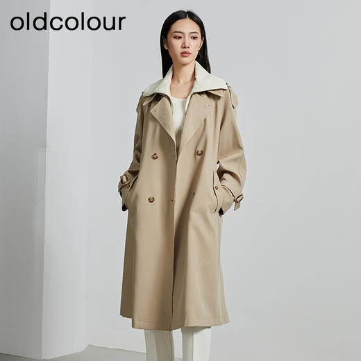 oldcolour秋季新款韩版减龄过膝长款风衣外套女P340406A1 商品图0
