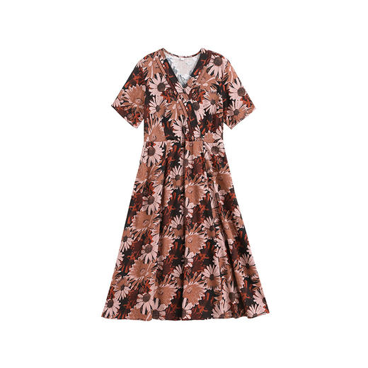 HS-2024棉绸连衣裙新款夏季女时尚印花人造棉宽松大码外穿长裙子 商品图4