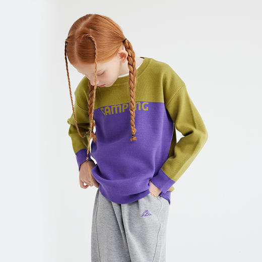 【咕噜日记】【高弹包芯纱  撞色提花】儿童美式字母拼色毛衣 PQMY2410 商品图3