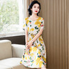 HS-01新款气质洋气年轻款棉绸连衣裙女夏季碎花妈妈显瘦人造棉裙子外穿 商品缩略图2