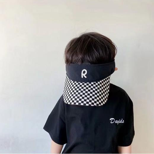 男童女童户外遮阳帽子夏季宝宝透气空顶帽儿童韩版格子凉帽潮大檐 商品图1