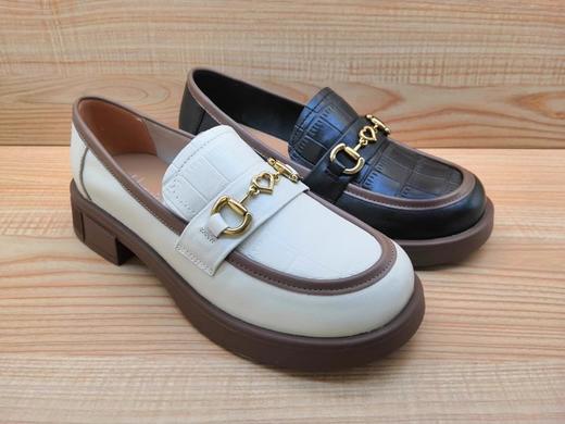 豪行春22351001舒适乐福鞋真皮中跟时尚复古皮鞋女鞋 商品图3