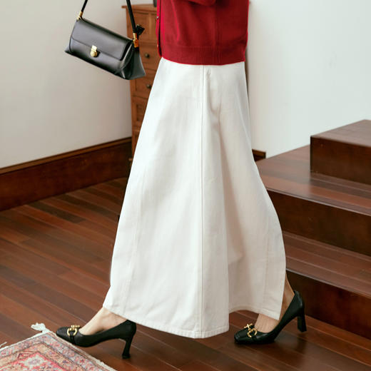 
OLrain欧芮儿白色牛仔半身裙女夏季2024新款高腰显瘦开衩休闲半裙 商品图4