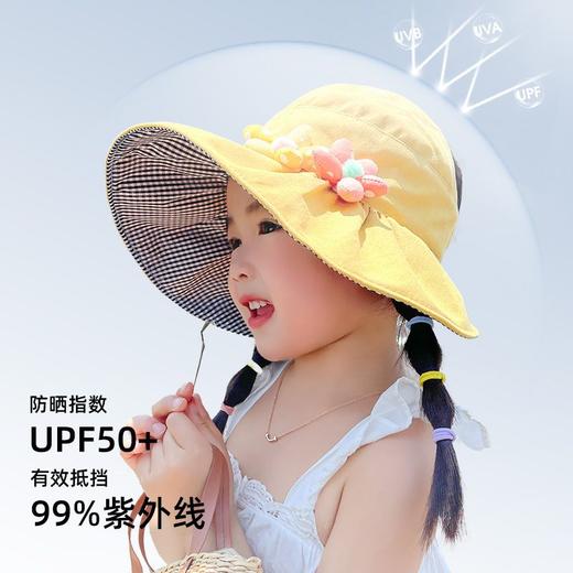 儿童空顶帽夏季女童宝宝太阳凉帽防紫外线遮脸大沿渔夫遮阳帽透气 商品图1