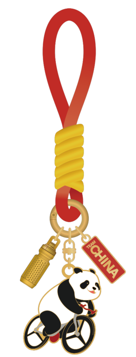 中国国家队熊猫运动造型钥匙扣一自行车