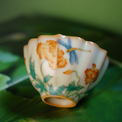 问鼎松涛彩绘哥窑瓜棱杯（瓜熟蒂落）青葵杯（玉兰蝴蝶）撷芳杯（虞美人）（缺货） 商品图2