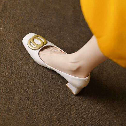 【预售5天】真皮法式气质方头软皮高跟鞋职业工作鞋粗跟仙女夏季单鞋女HBXZ&F-010 商品图2