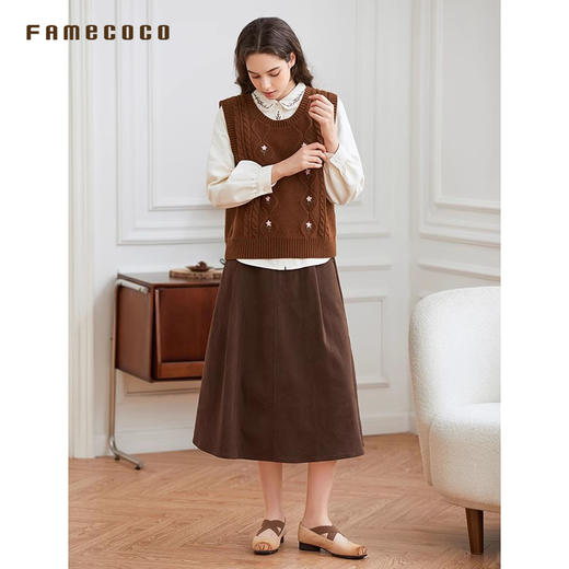 Famecoco范可儿衬衫绣花领设计感长袖灯笼袖女装衬衣FAB8BH004 商品图3