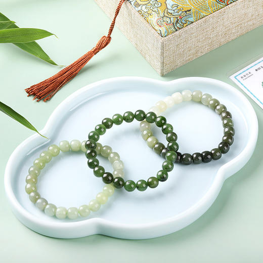 笙观相沐和田玉玉石手串 ，色泽如翡，温柔润泽，夏日清凉与清透感迎面而来 商品图2