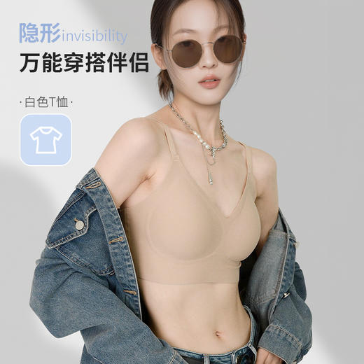内衣消失术！蔓朵奇 薄款隐形无痕女士内衣 特调橡皮擦文胸 聚拢显瘦 女 宽带/细带 5色可选 商品图2