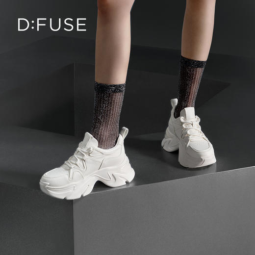 D:FUSE迪芙斯2024年秋季新款松糕厚底轻量老爹鞋休闲运动鞋女DF43112379 商品图8