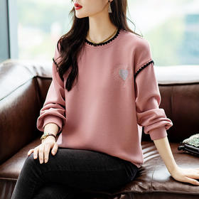 圆领粉色洋气减龄慵懒风，宽松刺绣上衣休闲外套CC-XFY2018