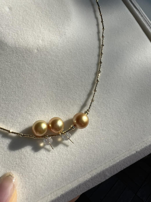 88-5高端定制 性价比max 金秋金珠 9-10mm金珠18K真金 耳钉/项链 商品图5