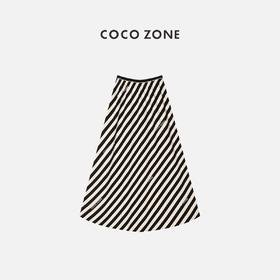 COCO ZONE 气质斜条纹半裙简约修身款百搭半身23C18763